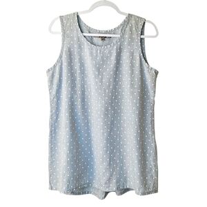 FLAX 100% Linen Polka Dot Tank Top Womens Oversized Small Light Gray Minimalist